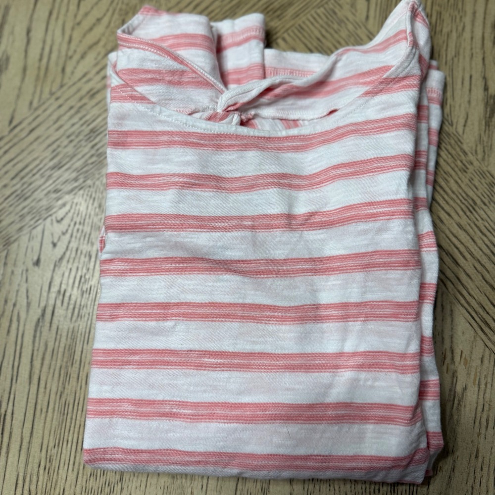 T by‎ Talbots Womens Small Petite Striped 3/4 Sleeve Top with Back Tie Detail